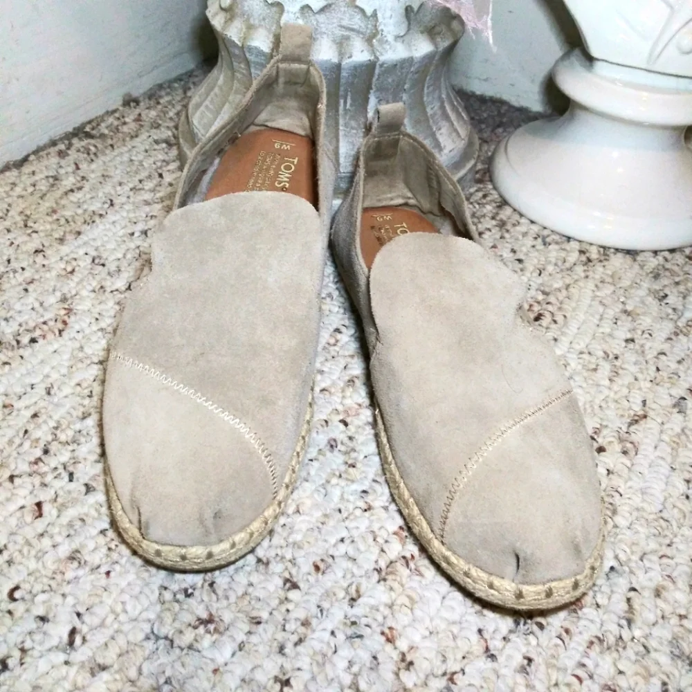 Toms Alpargata Deconstructed Taupe Suede Rope Trimmed Espadrilles - Picture 3 of 11